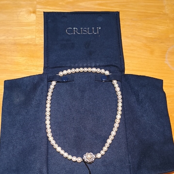 Crislu Jewelry - Crislu Pearl Necklace with Silver Clasp